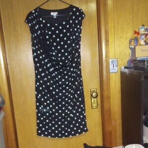 dressbarn Black and White Polka Dot Midi Dress Gently Worn